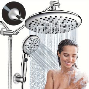 FEELSO 10 High Pressure Shower Head Combo with Handheld Spray, 16 Settings, 11  Adjustable Arm, ON/ OFF Pause Switch