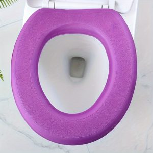 1pc reusable high elastic foam toilet seat, breathable, sweat absorbing, waterproof, universal fit, easy to stick design, suitable for family bathroom use, 16.54x14.96 inches