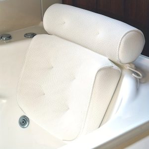 Luxury Spa Bathtub Pillow with Suction Cups - 3D Breathable Mesh, Non-Slip, Machine Washable, Includes Convenient Storage Hook