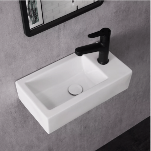 Small Corner Bathroom Sink with Pop-Up Drain Wall Mounted Rectangle Wash Basin