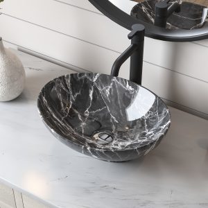Oval Bathroom Basin Ceramic Container Sink Household High-end Bathroom Hand Wash Pool Black Gold Two-color Optional Modern Art Hand Wash Pool